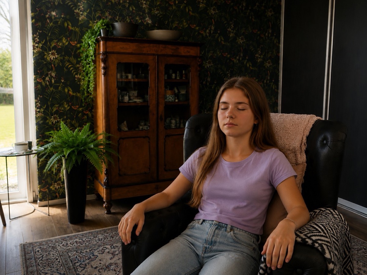 Meisje ontspannen tijdens kinderhypnose